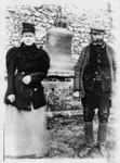 Parish clerk Henry Shemmings with his wife Mary and the tenor bell outside the church in 1902