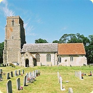 Blaxhall church in the summer sunshine